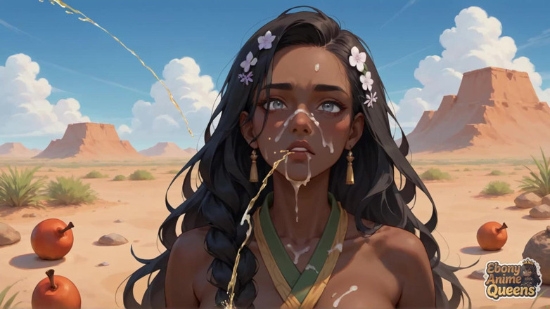 Ebony Anime Queens: 흑형 XXX의 누드 블랙 퀸과 함께하는 강력한 사막의 오럴 뱅아웃을 경험해보자.