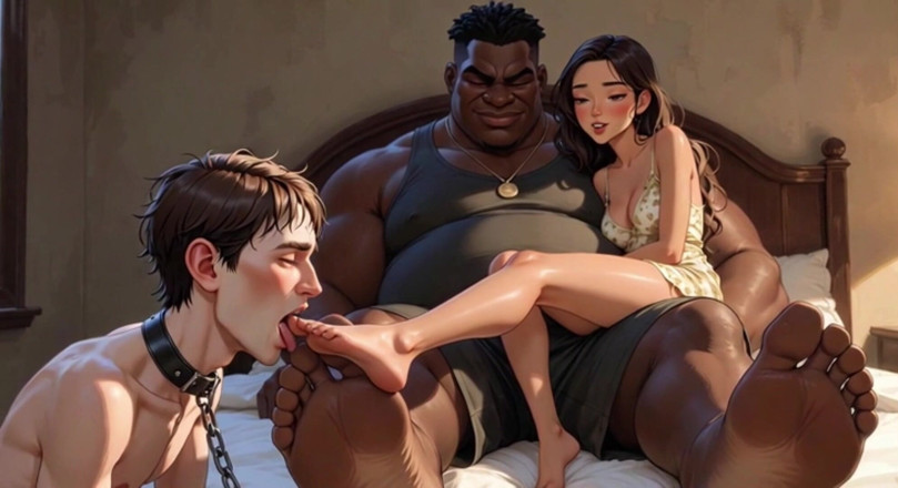 Anime Hentai: Soțul sclav picioare curăță picioarele soției cu limba lui - dominare...