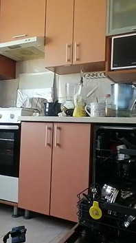 Amateur Brune Poilue, Gros Seins, Femme Poilue Sensuelle Dans La Cuisine.