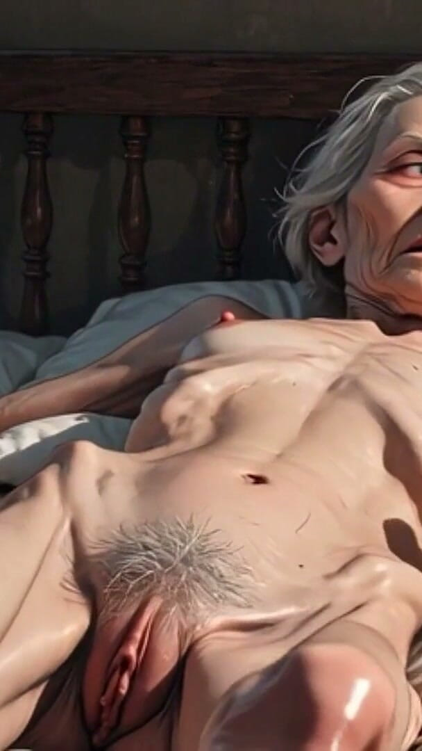 Extremely Skinny Old Granny Hairy Bush Masturbation - Wet Hairy Pussy Rubbing & Orgasm