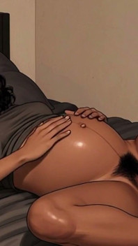 Very Pregnant 9 Month Belly & Hairy Wet Pussy Solo Play - Close up