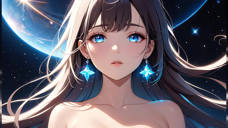 LustRender: Cosmic Serenity : une belle jeune femme avec de la poussière...