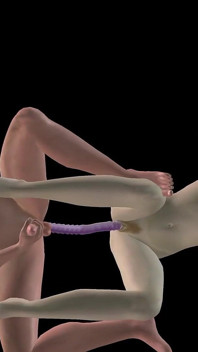 Animated 3D Porn - Beautiful Girl and Asian Man Double Dildo Doggy While Man Stroking