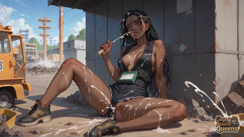 Ebony Anime Queens: Завораживающая черная богиня с удовольствием, кнопку волос, аксессуары шипит в темном XXX Flick на залитом солнцем