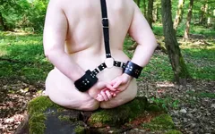 Naked bondage outdoor then whipping