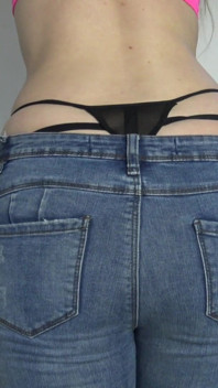 Thong in jeans 
