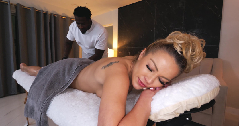 Cherry Kiss: Hot Blonde Oil Massage Turned Into Hardcore Sex with BBC...