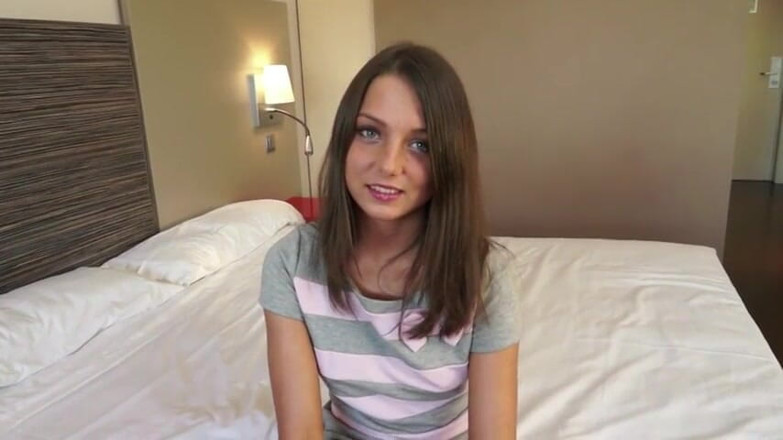 Backdoor Films: Cute brunette teen ass fucked on casting