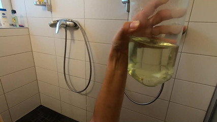 bekycarril: Another Bathroom Session with Cum and Piss Cock-tail