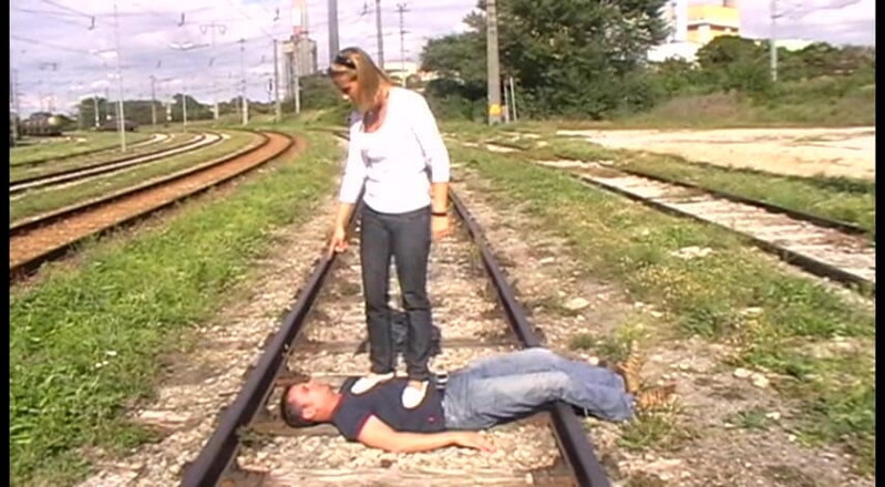 Femdom Austria: Railway tracks trampling