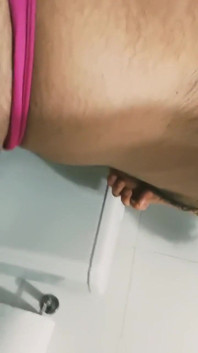 Curious Straight Guy Sucking in Thong While Playing with His Realistic Dildo