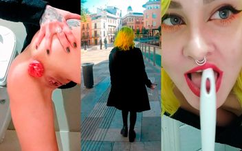 Drinking piss while walking around the city and licking public toilets