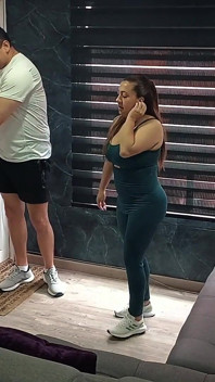 Horny Latina MILF Roommate Exposes Big Tits After Workout and Gets Covered with Cum All Over Her Boobs