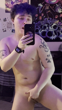 Ftm Trans Man in Mirror Nude Masturbating