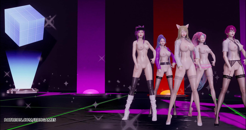 3D-Hentai Games: Chung Ha - snapping обнаженный танец Ахри, Акали, Кайса, Эвелин, Seraphine KDA, 3D эротический танец