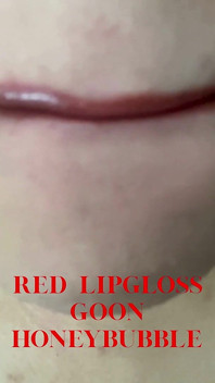 Het toepassen van rode Lipgloss lipfetisj, Gooning, femdom, Findom