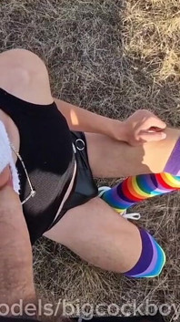 Two Femboys Fucking Like Sluts Hard Fuck in Public Near the Track, Cum in Their Mouths and Asses