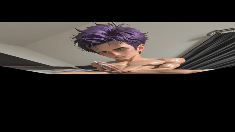 LustMen: Athletic Purple Hair Boy with Large Penis and Cum on...