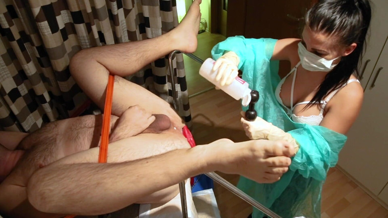 Marcus Pollack: Kinky babe fists my ass as a nurse