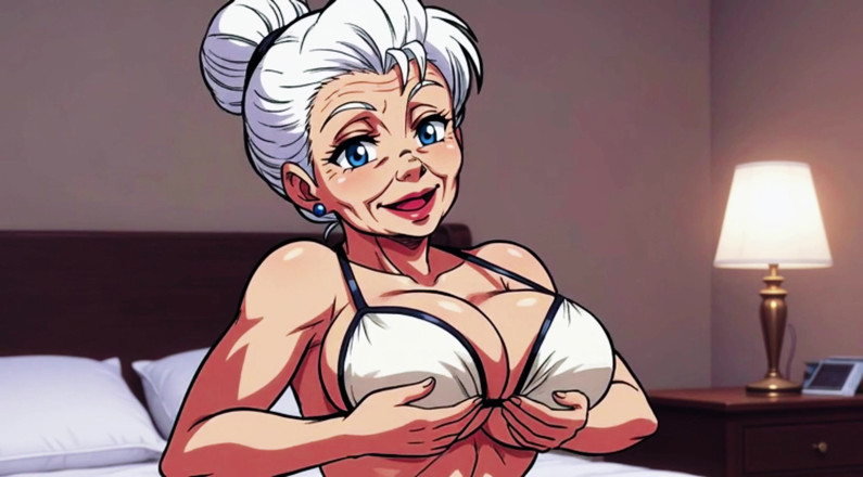 AI Porn: Bătrâne în dormitor tachinând și expunându-și țâțele