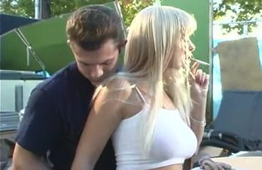Xtime Network: Threesome pussy fucking in the garden