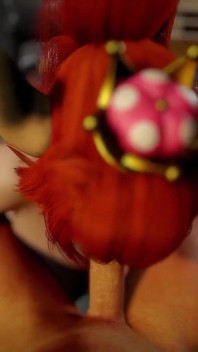 Bowsette menghisap batang dalam sudut pandangan pertama | Parodi lucah Super Mario