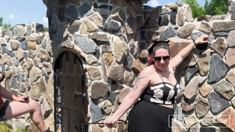 The room of Sadic Sadie: Humiliation with a Dirty Pig in the Mud