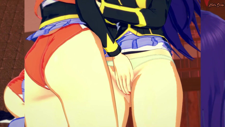 Hentai Smash: Mogana Kikaijima займається лесбійським сексом з Медакою Курокамі перед тим, як її трахнули страпоном - medaka box hentai.