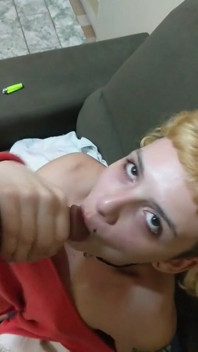 Hot Skinny Teen Sucking a Veiny Big Cock