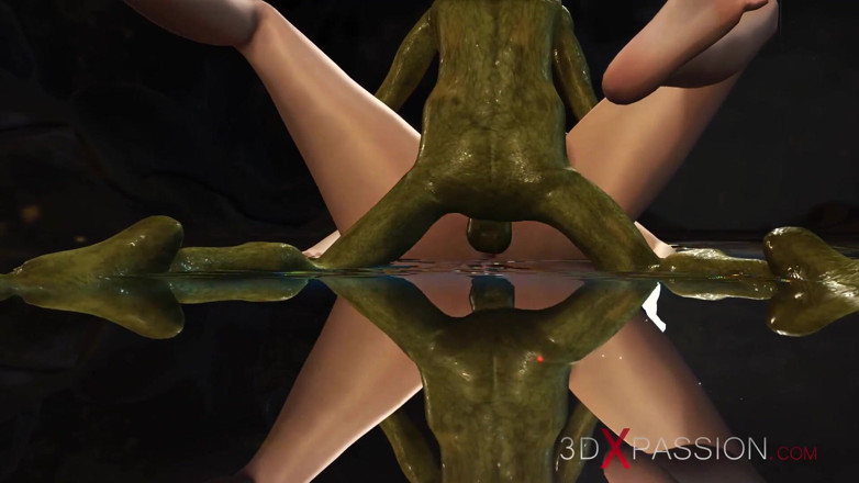 3dxpassion: Heißer sex! Schöne junge königin wird von einem google grünen...