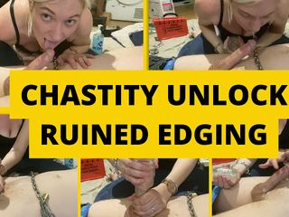 Mistress BJQueen: Chastity ontgrendelde geruïneerde sessie