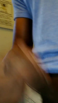Nata4sex stroking my big black dick cumming in bathroom