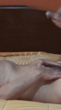 He licks her hairy pussy and cums on my wife and her best friend's stepson