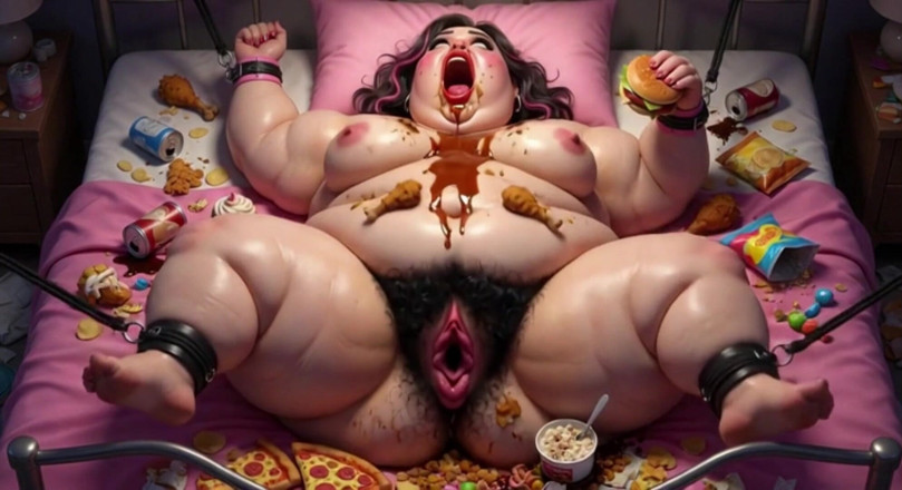 YOUR BEST FANTASY: Grandota en esclavitud rodeada de comida - rogando por una enorme...