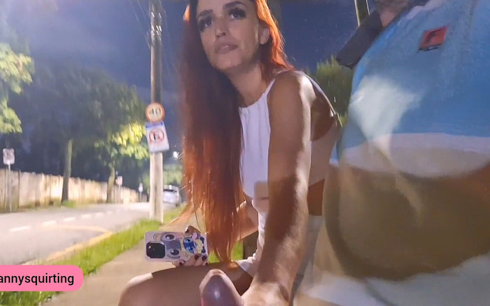 Fanny squirting: Risky Handjob on the Street in Naughty with an Eye...