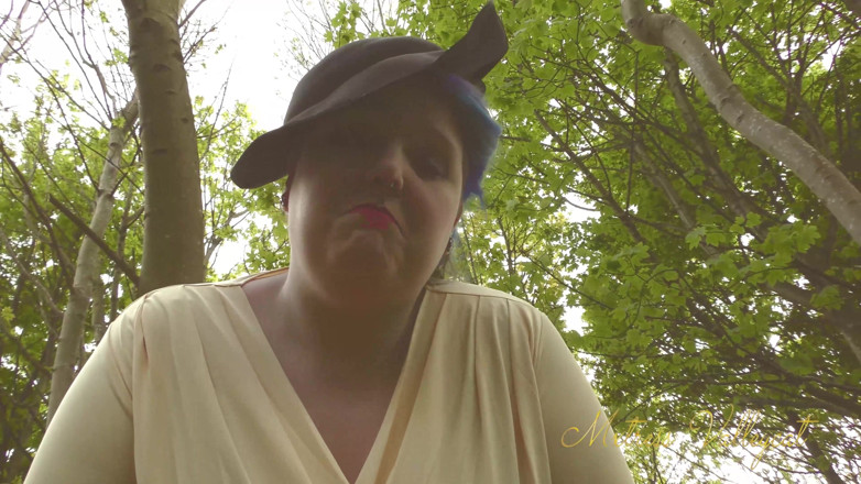 Mxtress Valleycat: Sanguine giantess walks you in the woods