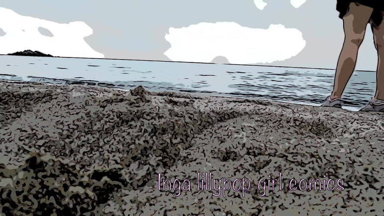 Inga lillypop girl comics: Din styvsyster onanerar på stranden