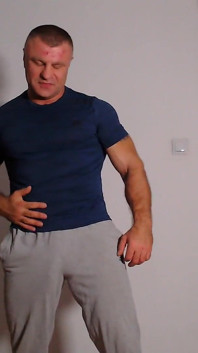 Hairy Bear Undressing Jerking and Flexing Muscles