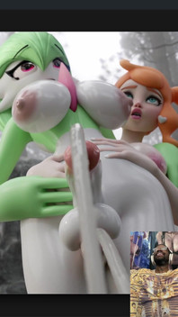 Transgender Big Breast Fuckemon Cums Hard While Getting Thigh Fucked
