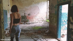 Miss Flora: Boots, Jeans & Crushing Tease in an Abandoned Building