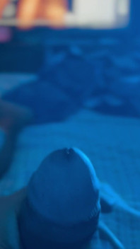 Watching Porn and Pulling the Tip or My Dick with Colored Lights