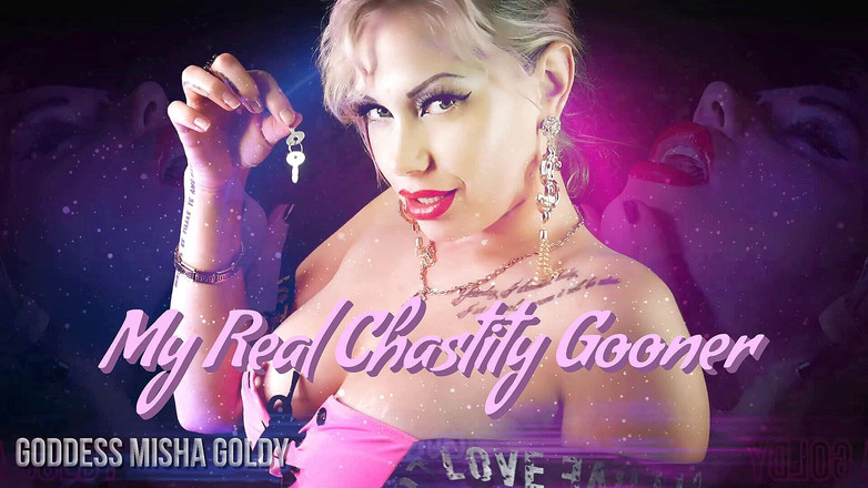 Goddess Misha Goldy: "Je vais verrouiller ta bite et faire de toi un...