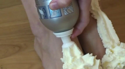 Foot Girls: Blonde slut enjoy in foot and food fetish
