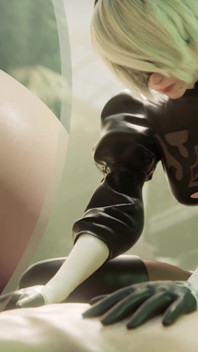 2b cowgirl anale con grande culo dopo un pompino salivoso - Nier automata 3D porno