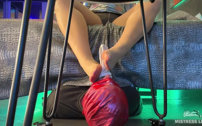 Mistress Legs: Slave with a Dildo in Mouth Under My Bed That's...