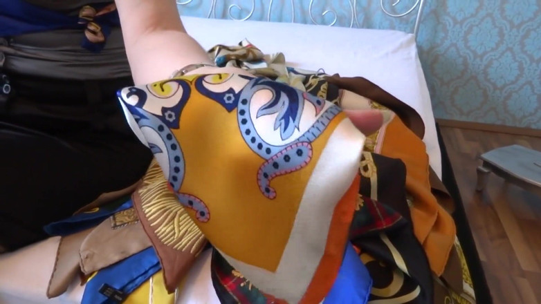 Lady Victoria Valente: POV. Cum in the silk scarf. Scarfwanker