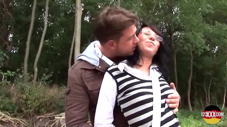 123XXX - Fucked Amateurs in Germany!: Brunette in Glasses Is up for an Outdoor Adventure
