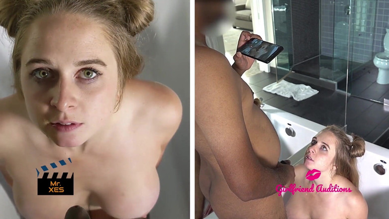 Mr_XES: Freundin vorsprechen, multi-split-bildschirm, tief in den hals, interracial gesichtsfick-zusammenstellung