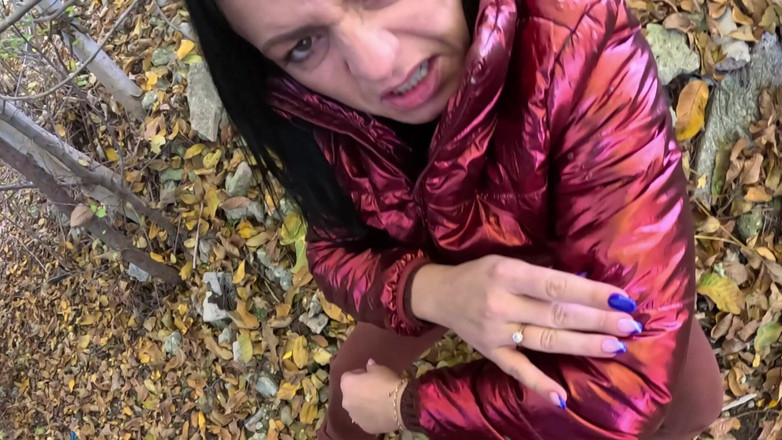 MilfyCalla: Riskanter Outdoor-Blowjob am see, rot glänzende unterjacke, Fetisch 316