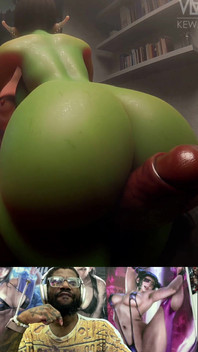 Beautiful Green Short Stack Gob Gob Rubs Her Tight Pussy on a Futa Cock